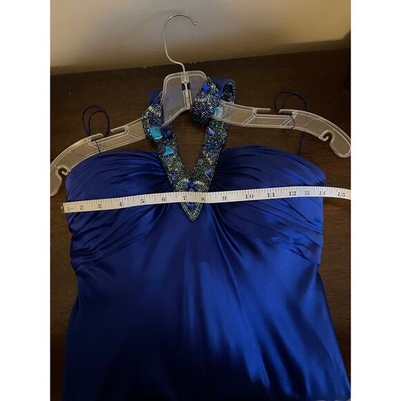 Caché Royal Blue Beaded Halter Evening Gown | Size 8 | NWT Formal Dress - Picture 5 of 7